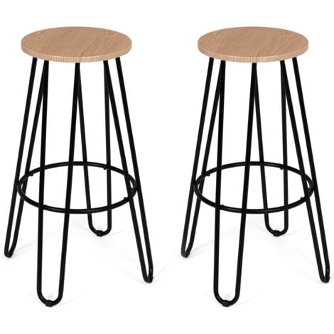 Set di 2 sgabelli da bar, sedile rotondo di design industriale DETROIT
