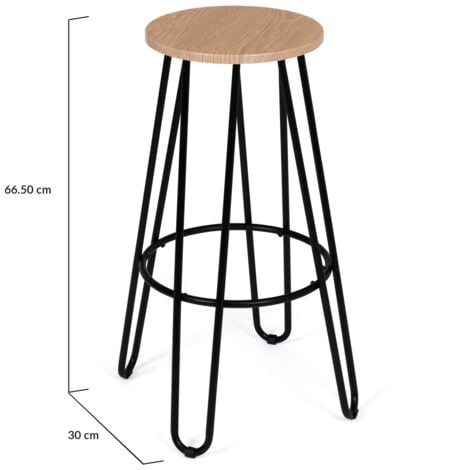 Set di 2 sgabelli da bar, sedile rotondo di design industriale DETROIT