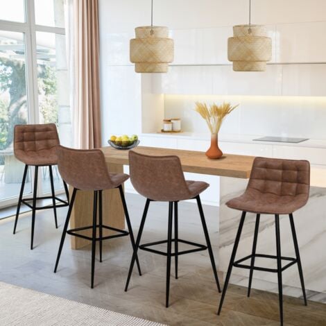 Set di 4 sgabelli da bar in velluto marrone vintage MADY