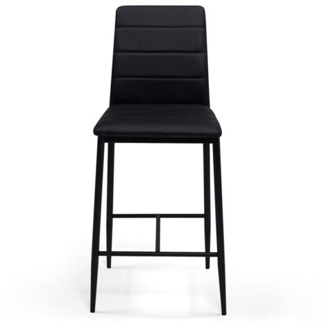 Set di 4 sgabelli da bar imbottito design contemporaneo in PVC nero ROMANE