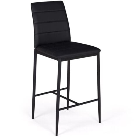 Set di 4 sgabelli da bar imbottito design contemporaneo in PVC nero ROMANE