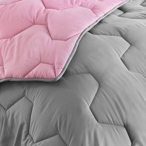 Piumino 220x240 cm biface rosa e grigio 300 gr ABBY