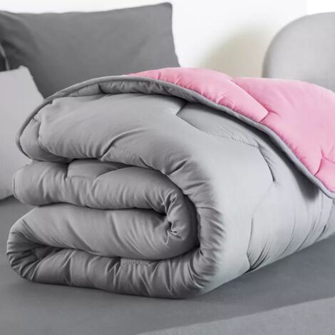 Piumino 220x240 cm biface rosa e grigio 300 gr ABBY