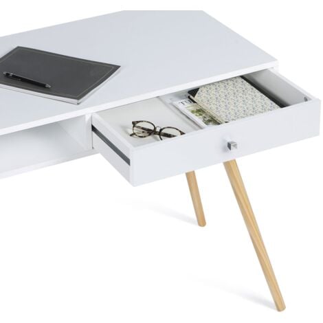 Scrivania scandinava EFFIE cassetto bianco legno