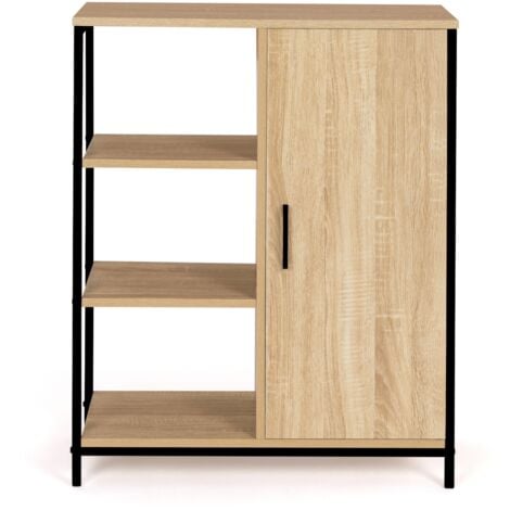 Credenza con 3 ripiani e armadietto, design industriale DETROIT