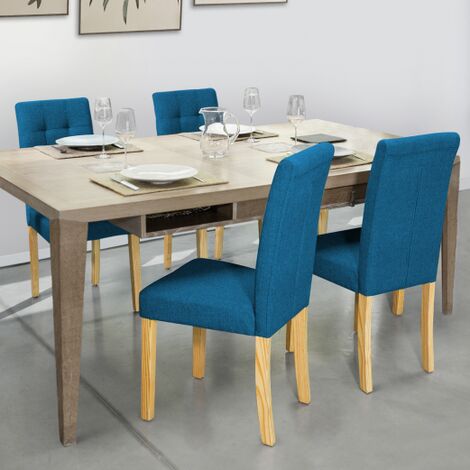 Set di 6 sedie SARA blu anatra per sala da pranzo