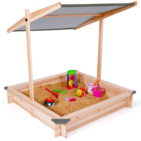 Sabbierra in legno con tetto apribile grigio KIDS