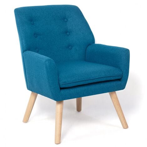 Poltrona scandinava in tessuto blu anatra NAT