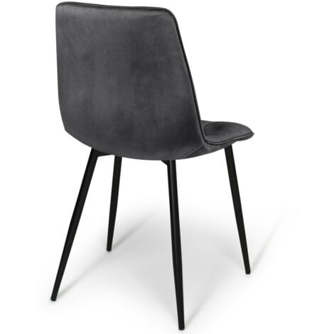 Set di 6 sedie da pranzo in velluto grigio scuro MILA
