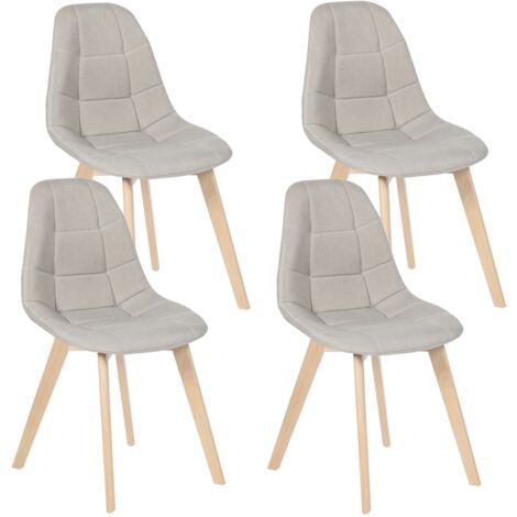 Set di 4 sedie da pranzo in tessuto beige GABY