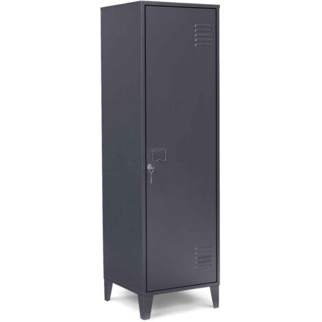 Armadietto ESTER con porta in metallo grigio scuro, design industriale