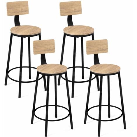 Set di 4 sgabelli da bar DETROIT, seduta rotonda con schienale dal design industriale