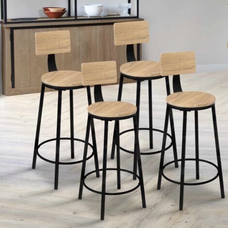 Set di 4 sgabelli da bar DETROIT, seduta rotonda con schienale dal design industriale