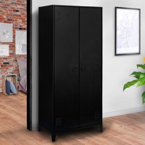 ESTER Armadio a 2 ante in metallo nero, design industriale