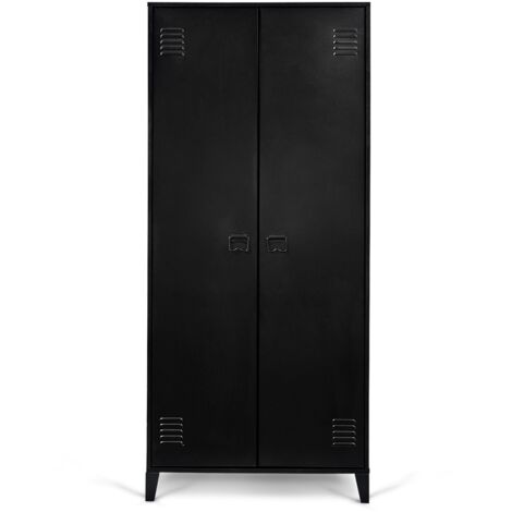 ESTER Armadio a 2 ante in metallo nero, design industriale