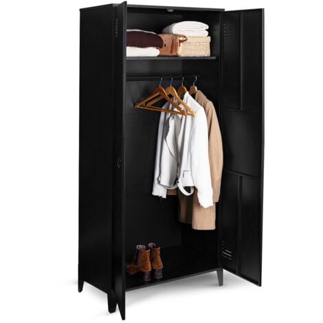 ESTER Armadio a 2 ante in metallo nero, design industriale