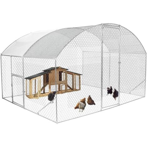 Recinto per polli a cupola 7,5 m² in rete metallica 3x2,5 M con porta laterale