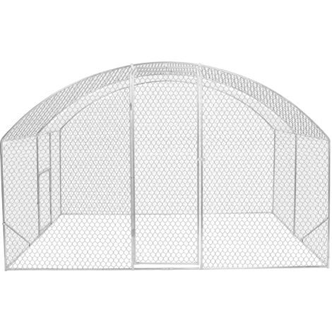 Recinto per polli a cupola 7,5 m² in rete metallica 3x2,5 M con porta laterale