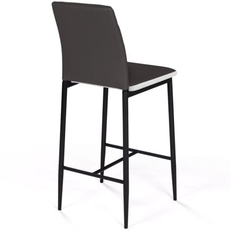 Set di 4 sgabelli ROMANE in PVC grigio con fasce bianche, sedie da bar imbottite