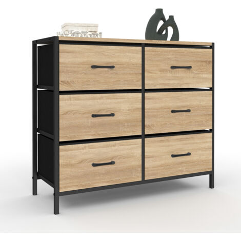 Cassettiera in tessuto a 6 cassetti UTAH 80 cm mobile contenitore di design industriale