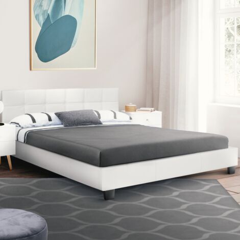 Letto matrimoniale CHARLOTTE con base 160 x 200 cm PVC bianco