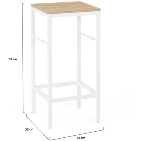 Set di 4 sgabelli da bar DETROIT di design industriale in legno e metallo bianco