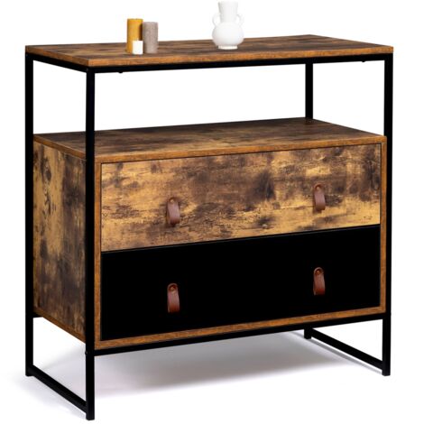 Armadio Guardaroba Detroit 2 Cassetti – Design Industriale, Legno E Metallo, 80x40x167 Cm
