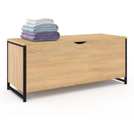 DETROIT baúl 100 cm madera y negro diseño industrial
