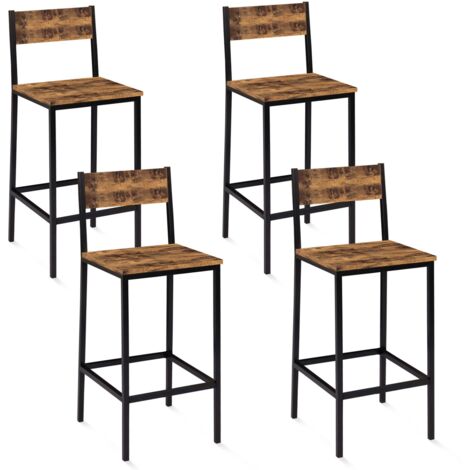 Lote de 4 taburetes de bar DAYTON con respaldo silla de cocina de diseño industrial