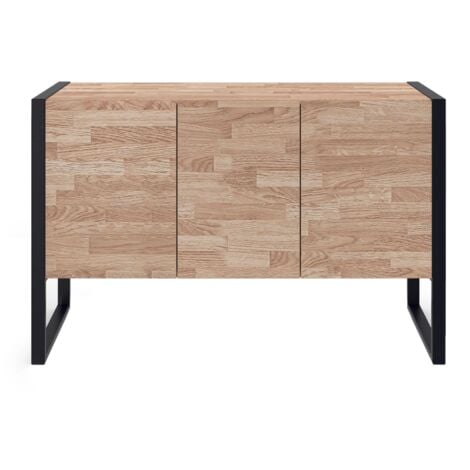Credenza rialzata a 3 ante OTTAWA 114 cm in legno e nero, design industriale
