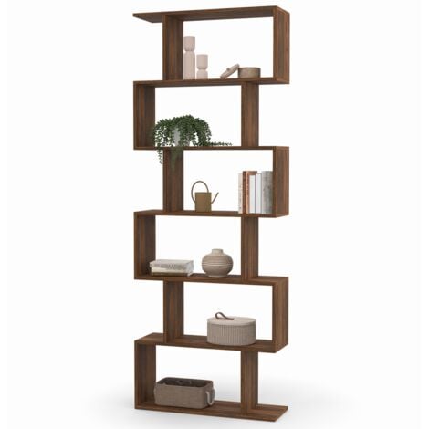 Estantería en forma de S SOFIA efecto nogal 189 cm