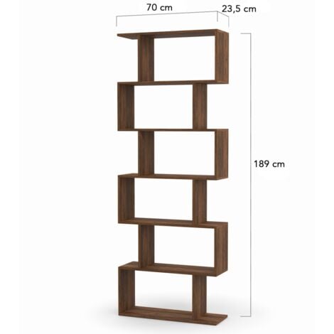 Estantería en forma de S SOFIA efecto nogal 189 cm