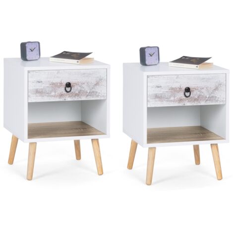 Set di 2 comodini scandinavi a 1 cassetto BAHIA