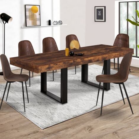 Tavolo da pranzo rettangolare PHOENIX per 8 persone in legno effetto invecchiato e nero 200 cm