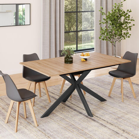 Tavolo da pranzo rettangolare allungabile ALIX con contenitore per 6-10 persone, legno e nero 160-200 cm