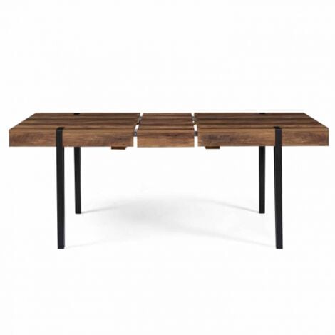 Tavolo da pranzo rettangolare allungabile AUSTRIA 6-10 persone legno nero gamba a spillo 160-200 cm