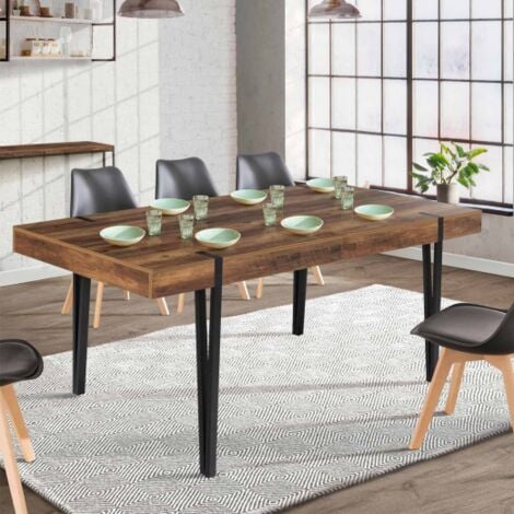 Tavolo da pranzo rettangolare allungabile AUSTRIA 6-10 persone legno nero gamba a spillo 160-200 cm