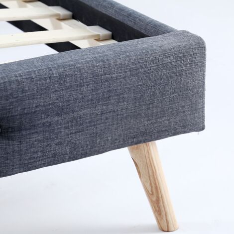 Letto matrimoniale scandinavo OSLO 160 x 200 CM in tessuto grigio antracite