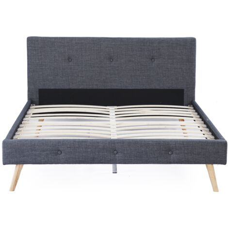 Letto matrimoniale scandinavo OSLO 160 x 200 CM in tessuto grigio antracite