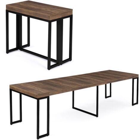 Consolle allungabile TORONTO, 10 posti, 235 cm, legno scuro, design industriale (1/5)