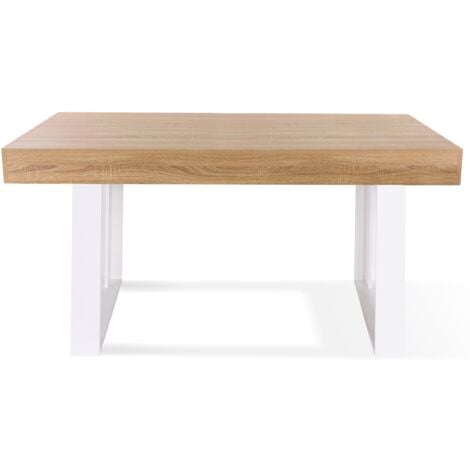 Tavolo da pranzo rettangolare PHOENIX 6 persone in legno e bianco 160 cm