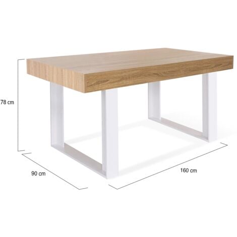 Tavolo da pranzo rettangolare PHOENIX 6 persone in legno e bianco 160 cm