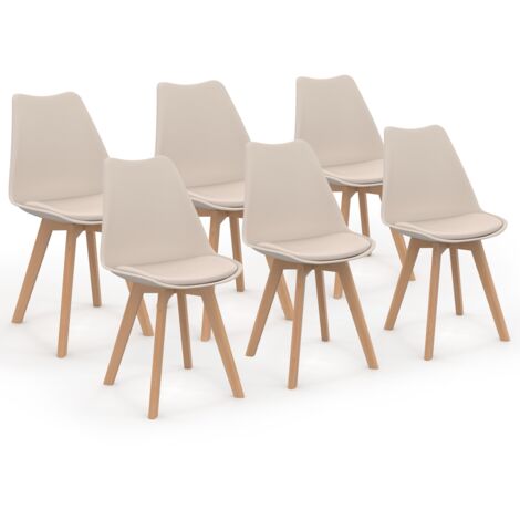 Lote de 6 sillas de comedor escandinavas SARA beige