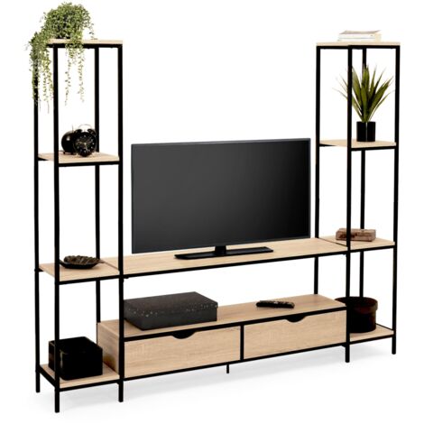 DETROIT Mobile TV da 164 cm con ripiani dal design industriale