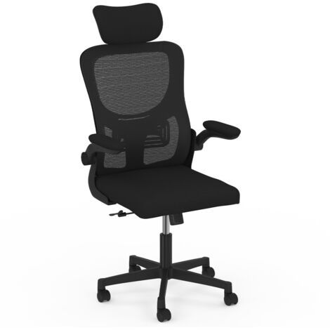 Silla de oficina JAMES en tejido transpirable y reposacabezas con ruedas negras (1/5)
