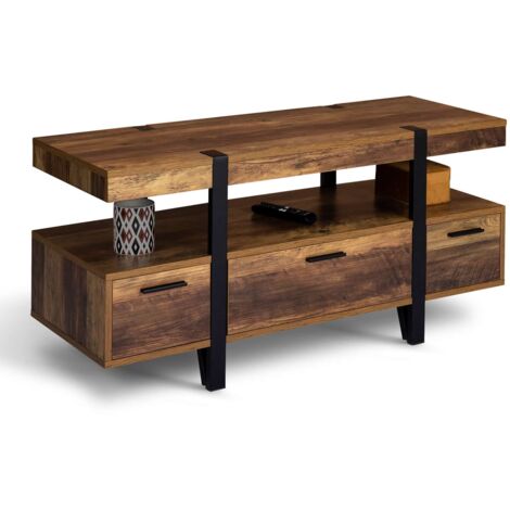 AUSTRIA Porta TV con gambe a spillo in legno da 113 cm con cassetti
