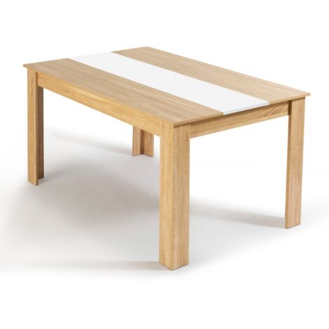Tavolo da pranzo rettangolare GEORGIA a 6 posti in simil-faggio e bianco 140 x 90 cm
