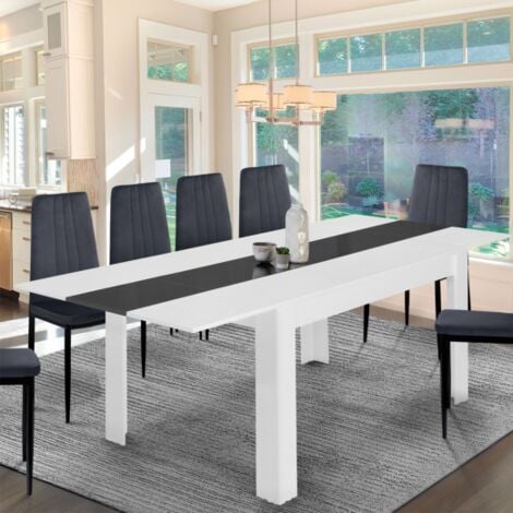 Tavolo da pranzo rettangolare allungabile GEORGIA 6-10 persone bianco e grigio 140-220 x 90 cm