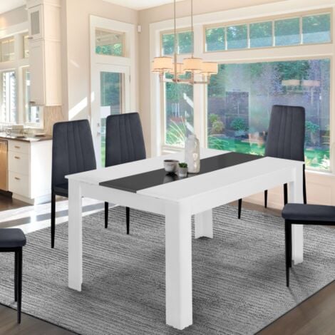 Tavolo da pranzo rettangolare allungabile GEORGIA 6-10 persone bianco e grigio 140-220 x 90 cm