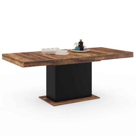 EDEN mesa de comedor extensible HAWKINS tapa de madera oscura 6-10 personas 160-200cm